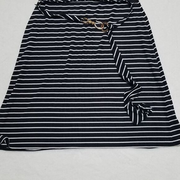 VINTAGE Cache Black Striped Hook Belted Dress - Picture 11 of 15